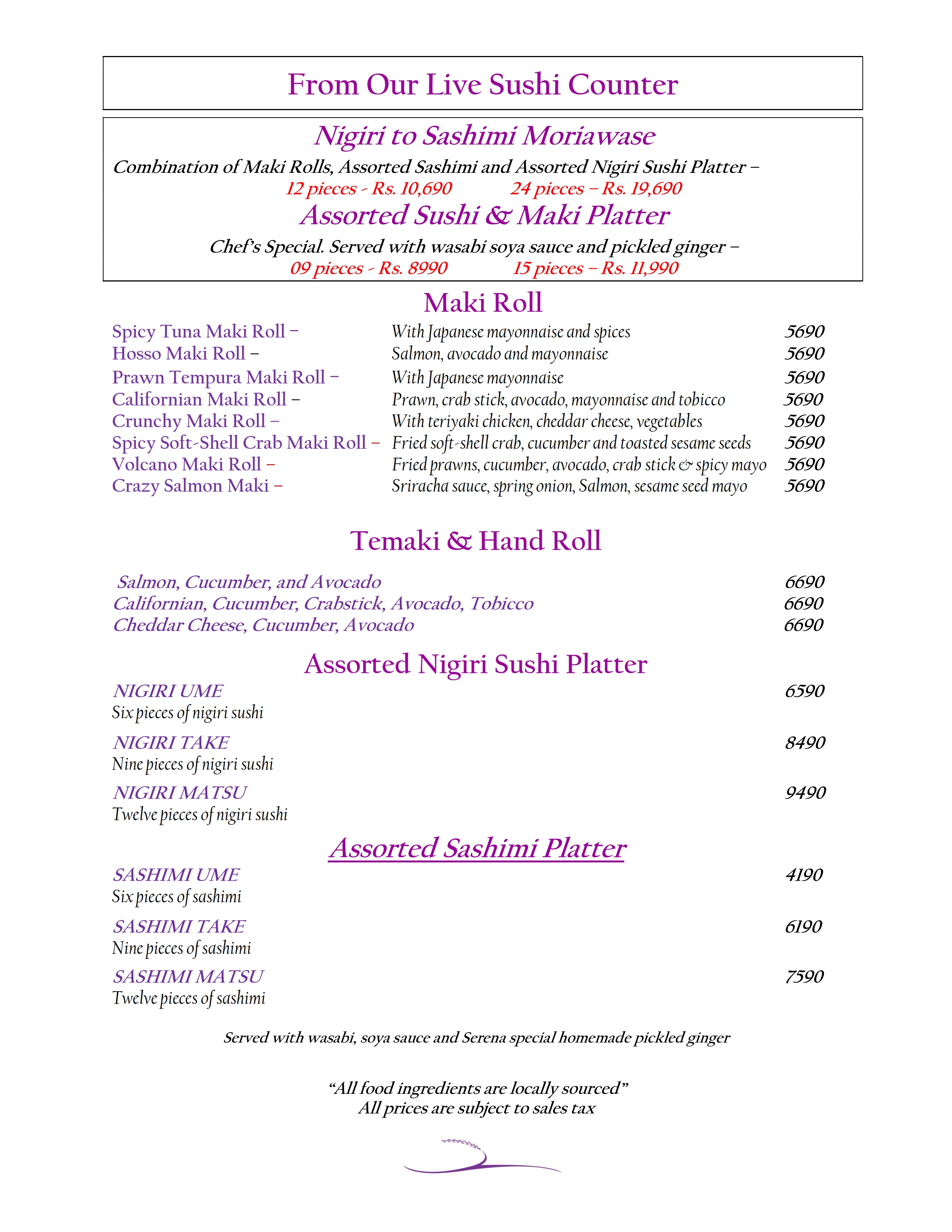 Menu page 1