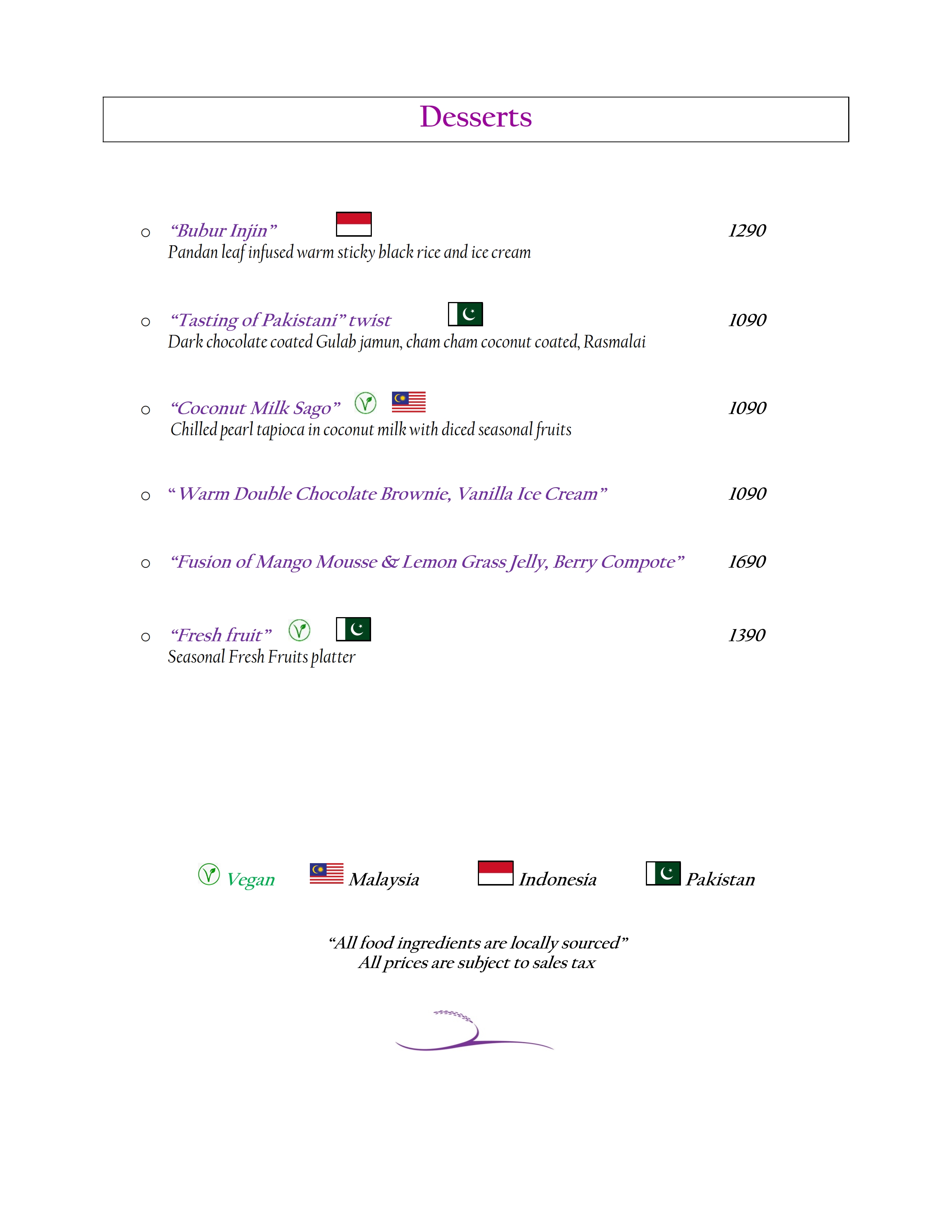 Menu page 9